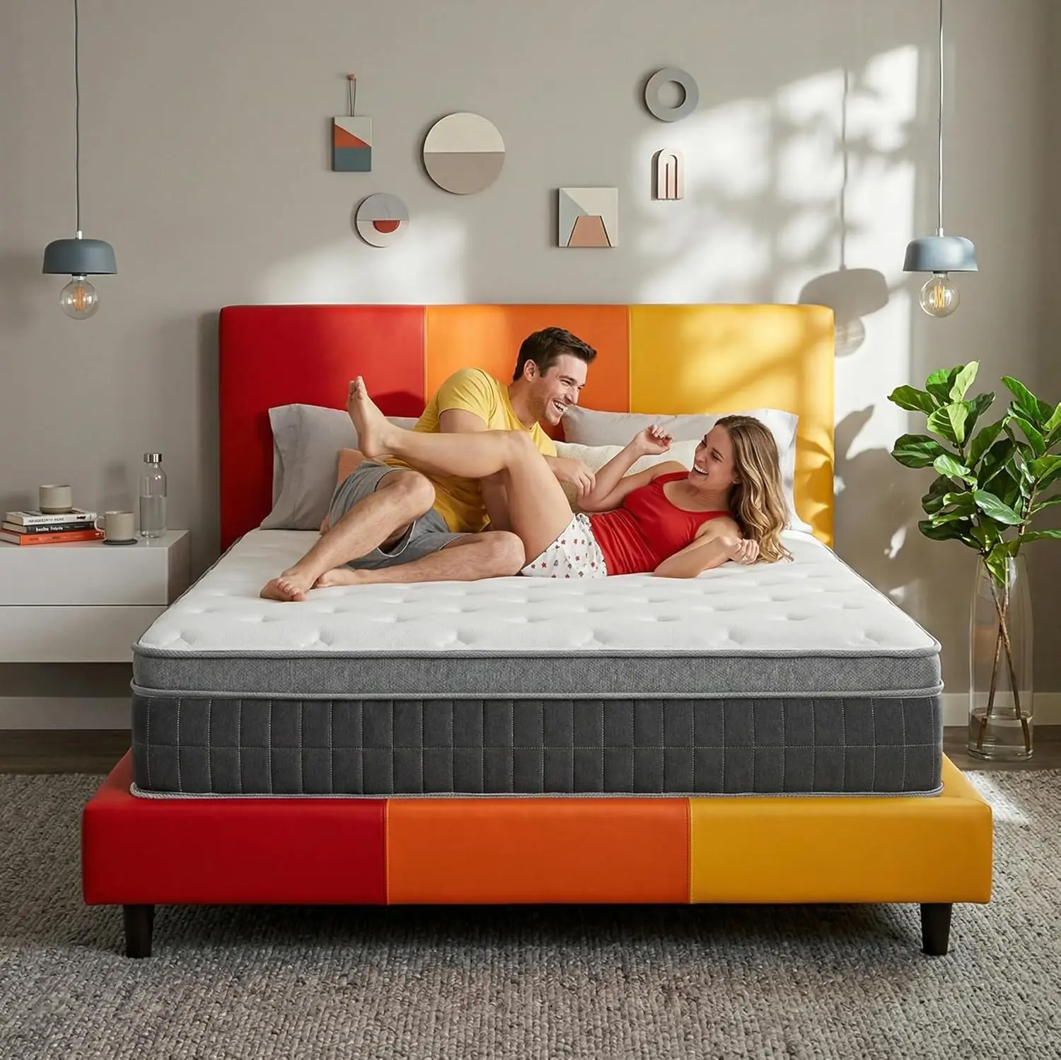60 Night Trial 12"14" Twin Full Queen King Size Mattress Medium Firm Hybrid Mattress in a Box with Cooling Breathable and Motion Isolation, CertiPUR-US Certified for Bedroom, Guest Room, RV, Queen Size Mattress, Memory Foam