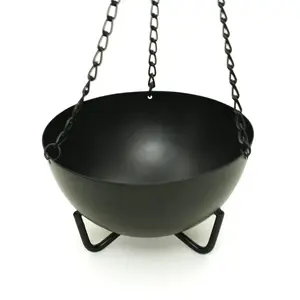 Prabhujis Gifts Burner Hanging Black Cauldron Large