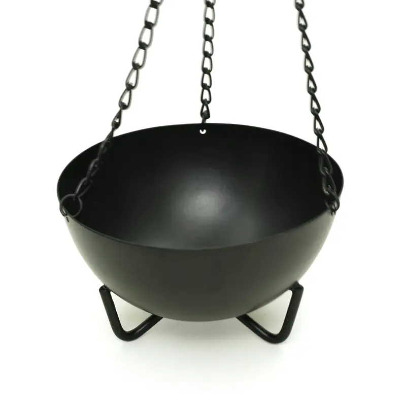 Prabhujis Gifts Burner Hanging Black Cauldron Large