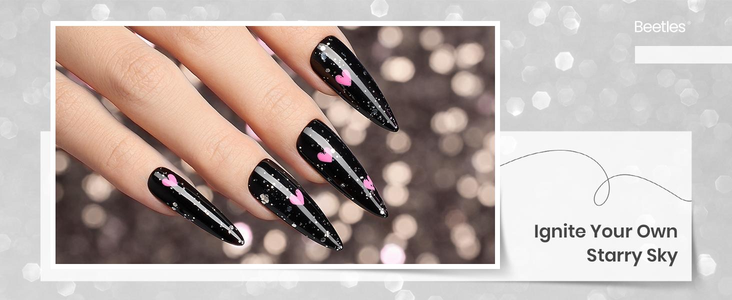 Beetles Gel Polish Glitter Gel Top Coat Glossy Shiny Gel Nail Polish No Wipe Gel Top Coat Soak Off UV Led Long Lasting Highly Shine Manicure Nail Art