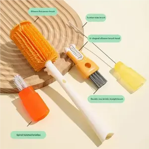 5-in-1 Silicone Cleaning Brush Set (Multifunctional 5-Piece) - for Cups, Wine Glasses, Breast Pumps, Milk Storage Bottles, Baby Bottles, and Nipples