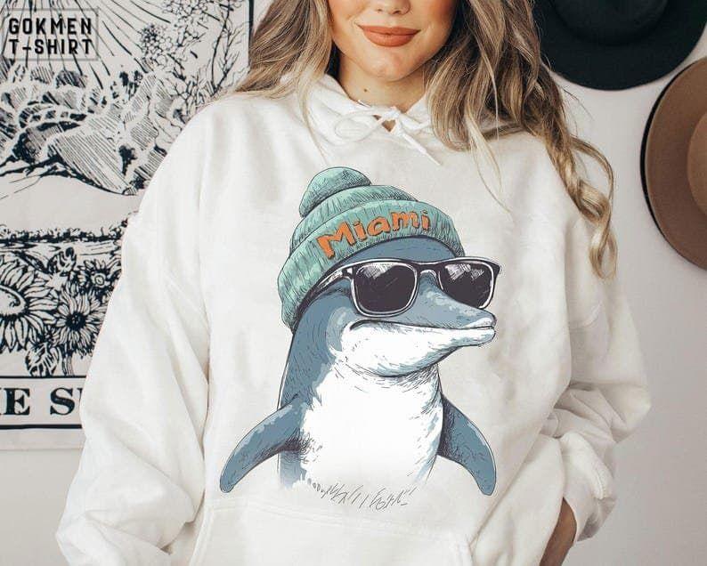 Vintage 90s Retro Style Miami Football Dolphin Sweatshirt - Hoodie - Tshirt, Retro Miami Football Sweatshirt, Miami Dolphin Football Tee