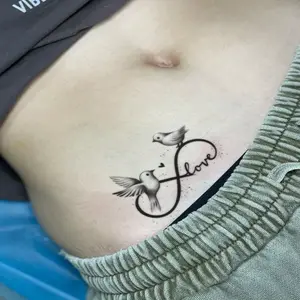 Infinity Love Two Swallows Birds Temporary Tattoos, Black Sketch Infinity Symbol Fake Tattoo Stickers for Women, Minimalist Romantic Love Body Art Waterproof Long Lasting Wrist Tattoo
