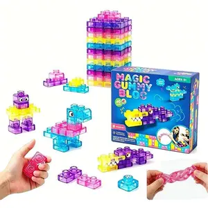 Stress Relief Jelly Block Toy, Soft Gel Building Blocks, Transparent Puzzle for Hand Skills, Free Assembly, 3+ Years, Birthday Gift