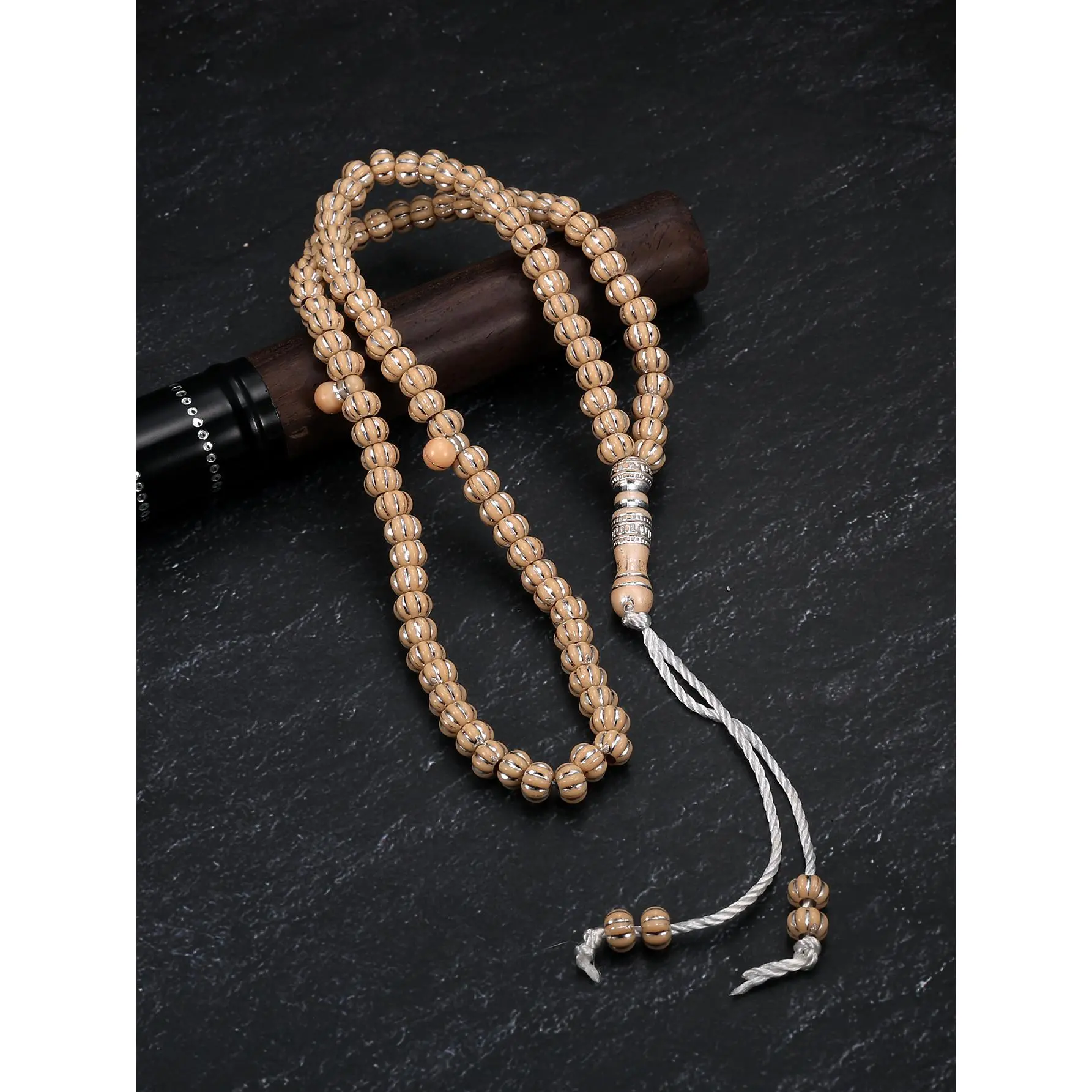 Unisex Elegant Zen Theme Wooden Pumpkin Beads Tasbih Bracelet - Acrylic Beads Minimalist Daily Wear Prayer Costume Jewelry Accessory, Bangle Form, Pumpkin Shape, No
