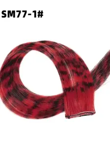 3pcs/set Stripe Printed Hair Colorful Long Straight Hair Pieces Synthetic Clip-in Hair Extensions for Daily Use Party Halloween Synthetic Wiglets Synthetic Hair Wigs Hairpieces