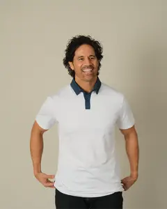 Range Polo - White / Navy Accents