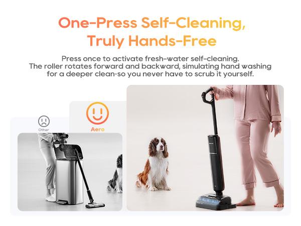 [New Launch] DREAME Aero Wet Dry Vacuum Cleaner, All-in-ONE Vacuum Mop for Wet & Dry Messes, 0 Hair Residue Great for Pet Owners, One-Press Self-Clean, 180° Lie Flat, 35mins Runtime for Hard Floor Cleaning