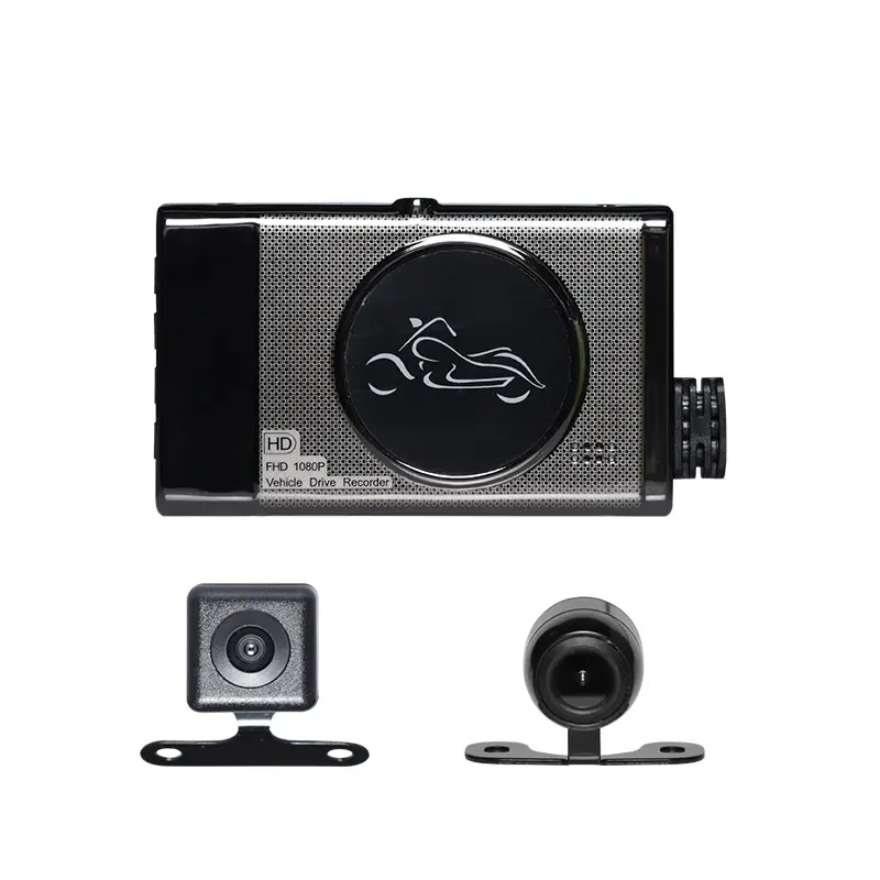 3.0" Display Waterproof Motorcycle Dash Cam - Zinc Alloy Body, Dual Lenses, Sturdy and Shockproof Structure, Compact Fit, High Definition, Easy-Install Drive Recorder for Motorbike, Scooter Riders (All Seasons Compatible)