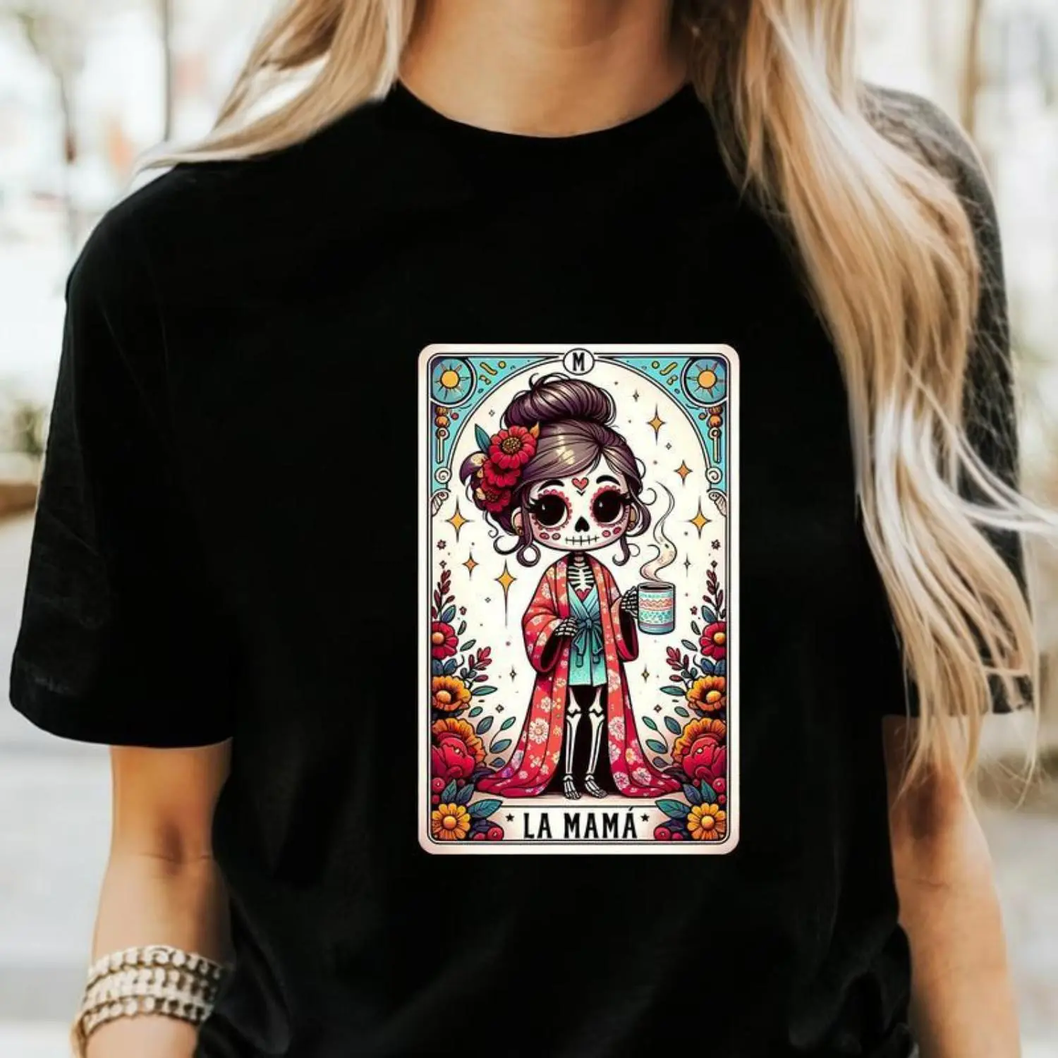 Tarot Card Shirt Funny Mexican Mom Tshirt Spanish Mothers Day Latina Skeleton Catrina Mama TShirt Mama Tee Mothers Day Shirt