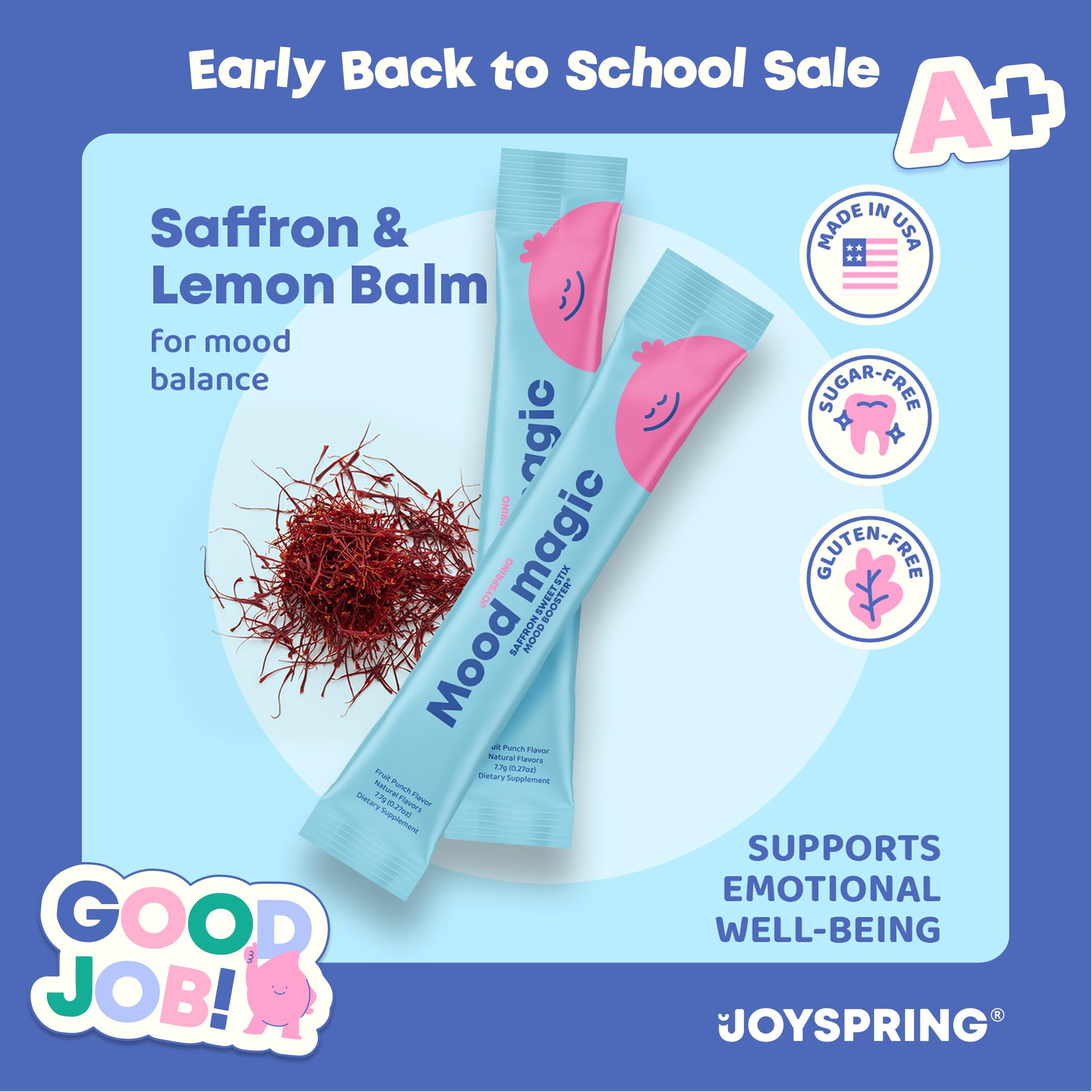 JoySpring Mood Saffron Natural Pixie Stick 25 Pack – Saffron Supplement | Unprocessed Mood Booster Support, Emotional Balance, Stress Relief, and Mental Clarity
