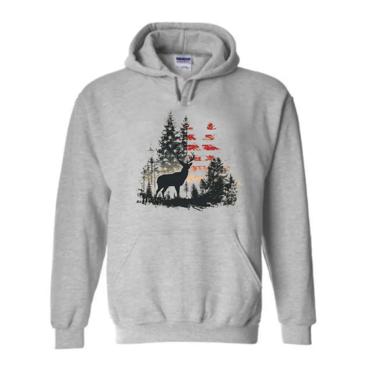Deer Forest Hoodie - Majestic Buck Silhouette with Woodland Sunset Design, Perfect for Hunters and Outdoor Enthusiasts, Comfortable Unisex Hoodie for Adventure and Casual Wear Menswear Sweaters