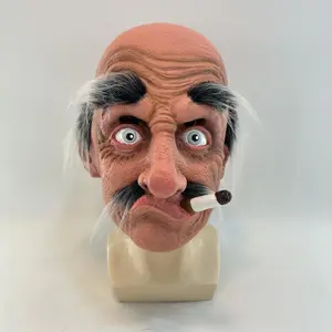 1pc Men's Stan The Man Mask Old Man Mask - Realistic Halloween Latex Human Wrinkle Face Mask chain-smoker - For Halloween Costumes - Suitable for Adults - Perfect Gift for Halloween Parties