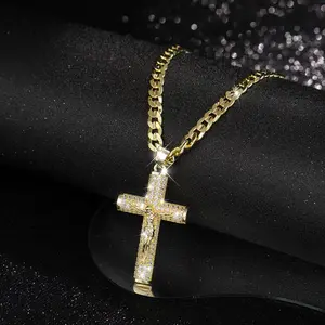 Holylegend No Fade 14k Gold-Plated Cuban , Figaro, Miami Cross with Jesus Christ Crucifix,24 inches Long and 6mm Wide,Handcrafted Polishing and Multiple Electroplating