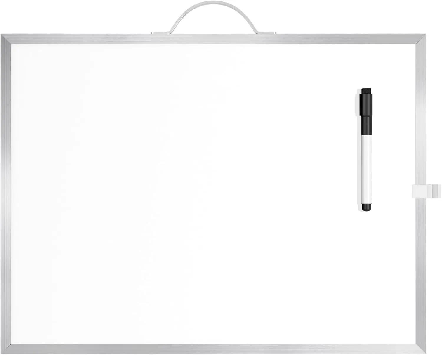MaxGear 16"x12" Double-Sided Hanging Dry Erase Board, Silver Aluminum Alloy Frame Horizontal Board with Handle, Permanent Drawing Markers Compatible for Student Planning, Kitchen Organization