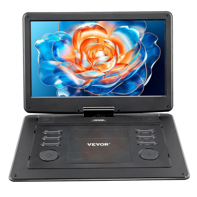 VEVOR Portable DVD Player, 15.6 inch HD Swivel Display Screen, 4.5-5 H Built-in Rechargeable Battery, Dual Speakers, Support Sync TV/USB/SD Card/CD/DVD, Car Charger, AC Power Adapter, Remote Control