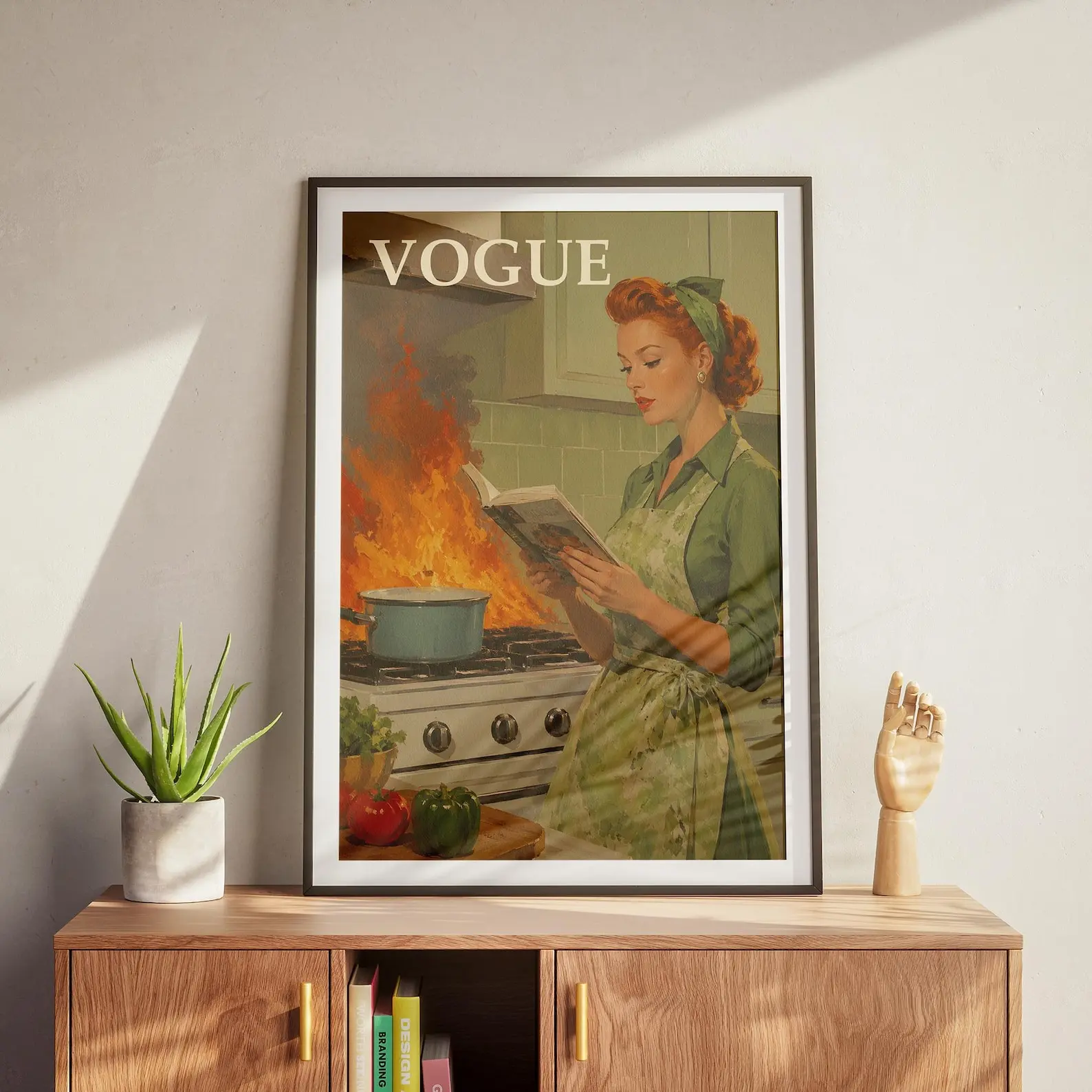 Funny Cooking Poster, Retro Magazine Parody Wall Art, Kitchen Humor Print, Vintage Housewife Decor, Gift For Mom, Unframed