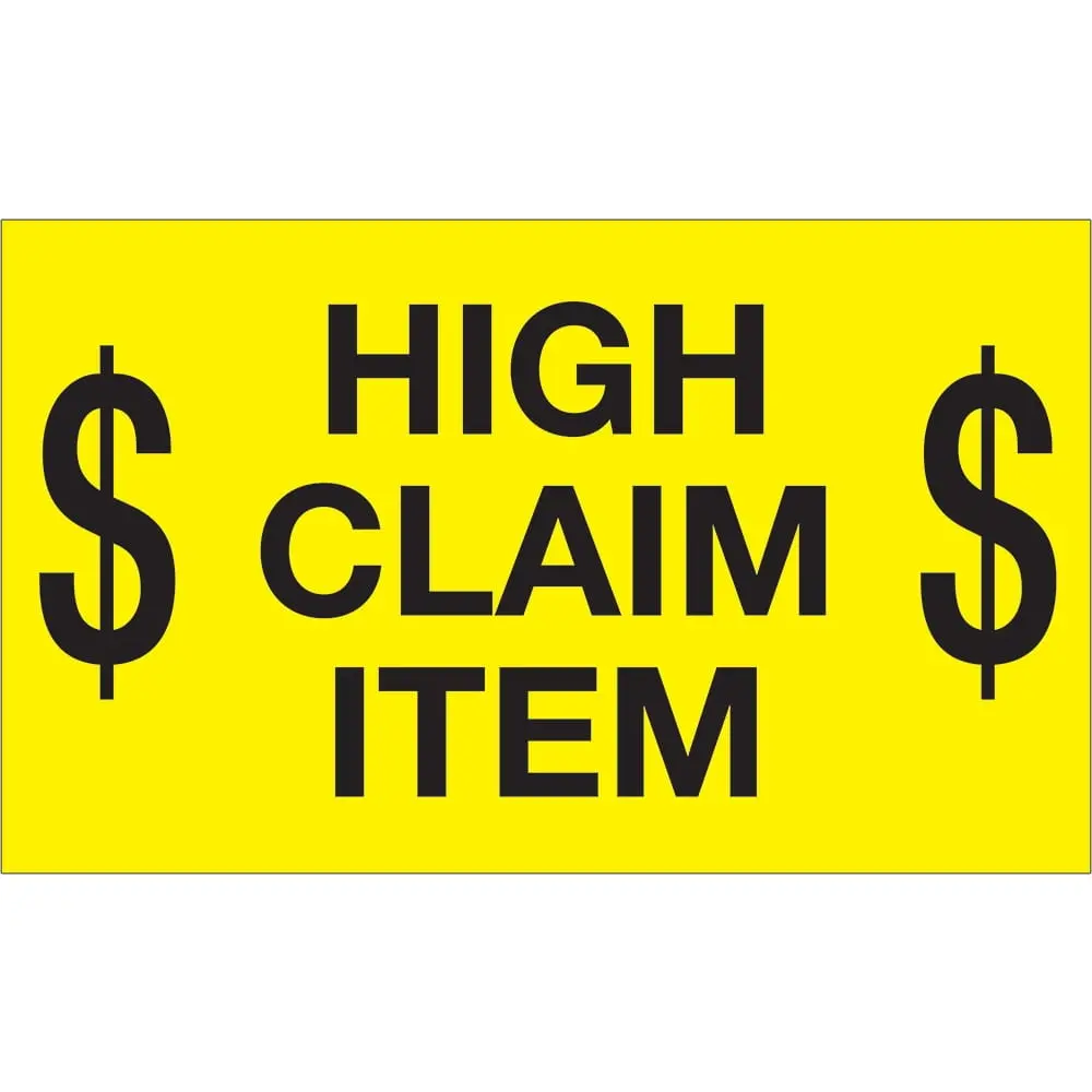 3 x 5 in. High Claim Fluorescent Yellow Labels - Roll of 500