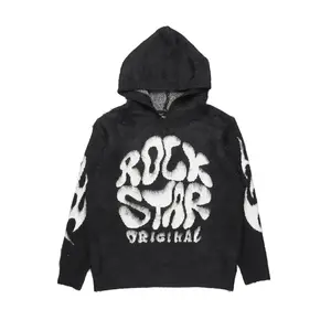 Hakon Black Graphic Knitted Hoodie