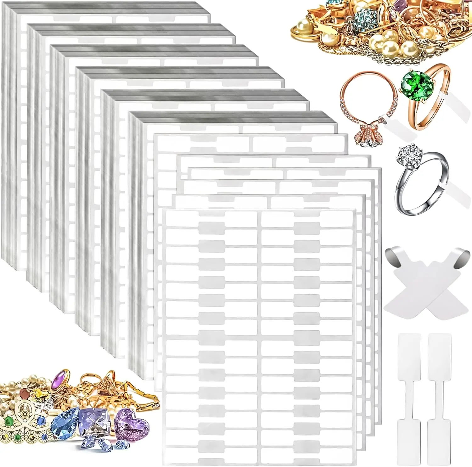 2000PCS Self-Adhesive Rectangular Blank Write-On Stickers (2.7x0.47in/6.8cm), Removable White Easy-to-Use Office Stationery Labels, Jewelry Labels Compatible with Ballpoint Pen Writing