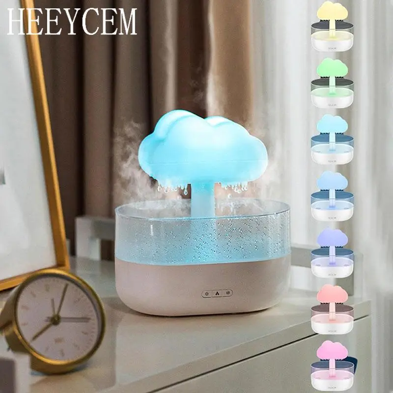 HEEYCEM Rain Cloud Design Humidifier, 1 Count USB Powered Creative LED Light Raindrop Humidifier, Automatic Shut-Timer Off Raindrop Humidifier for Desk Bedside Sleeping