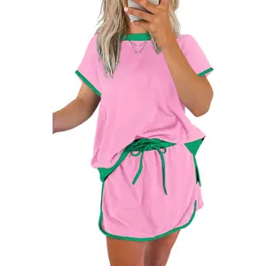 Ecosunny 2 Piece Sets for Women Casual Tracksuit Sweatshirt Waist Skirted Skorts Matching Set Lounge Wear Sweat Suit Clothes Womenswear