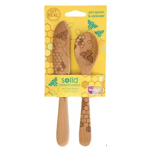 Beechwood - Jam Spoon/Spreader Set - Honey Bee