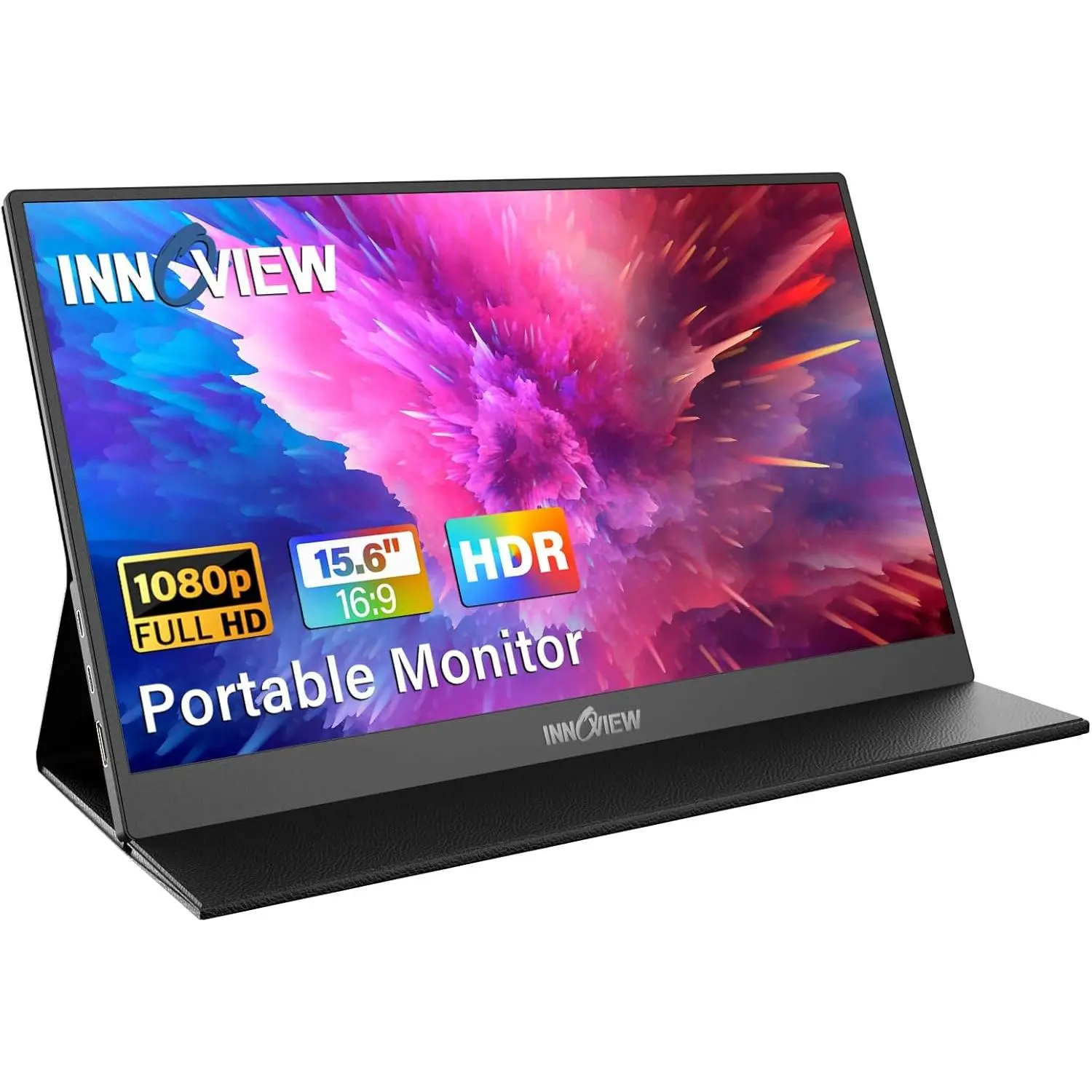Portable Monitor, 15.6 Inch FHD 1080P HDMI USB C Second External Monitor for Laptop, Desktop, MacBook, Phones, Tablet, PS5/4, Xbox, Switch, Built-in Speaker with Protective Case