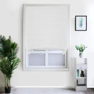 2 Pack Temporary Blinds for Window Self Adhesive Cordless No Drill Pleated Fabric Blinds Room Darkening Blackout Shades for Bathroom Kitchen Office 35*59 Inch(W*H)
