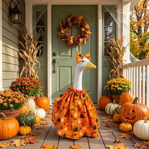 Halloween Costume Set for Porch Goose, Pumpkin Ghost Print Creative, Fun and Unique Halloween Dress-Up Kit, Costume For Parties, Perfect for Festive Celebrations