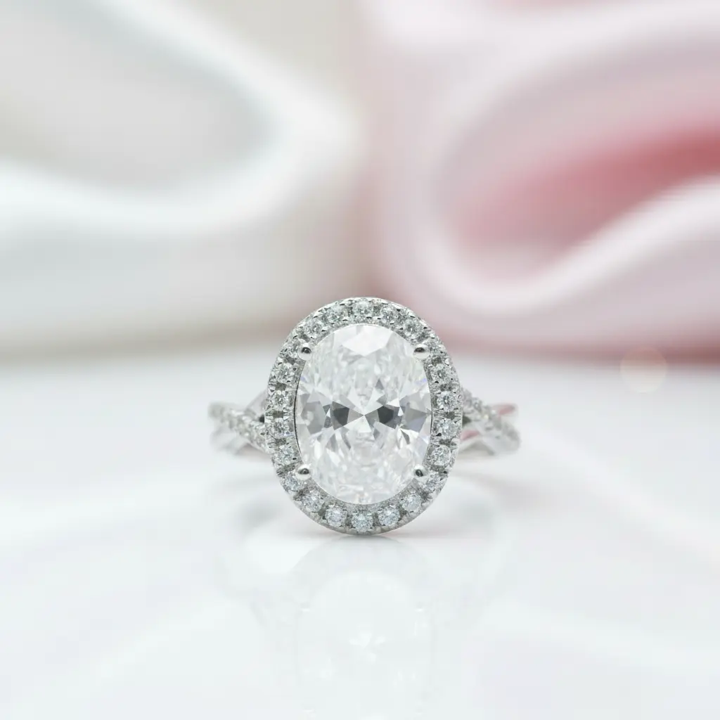 Oval Cut Diamond Option Antique Halo Engagement Ring