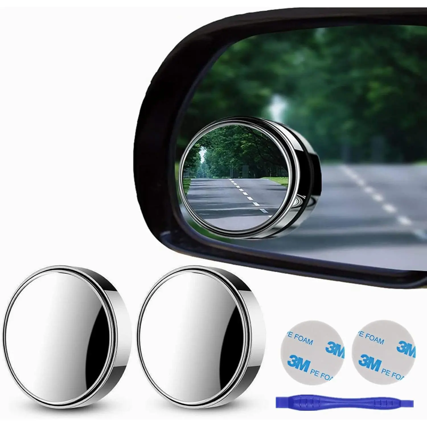 2 Count Blind Spot Mirrors, 2" Round HD Glass Convex 360° Wide Angle Side Rear View Mirror with ABS Housing for Cars SUV and Trucks, Pack of 2
