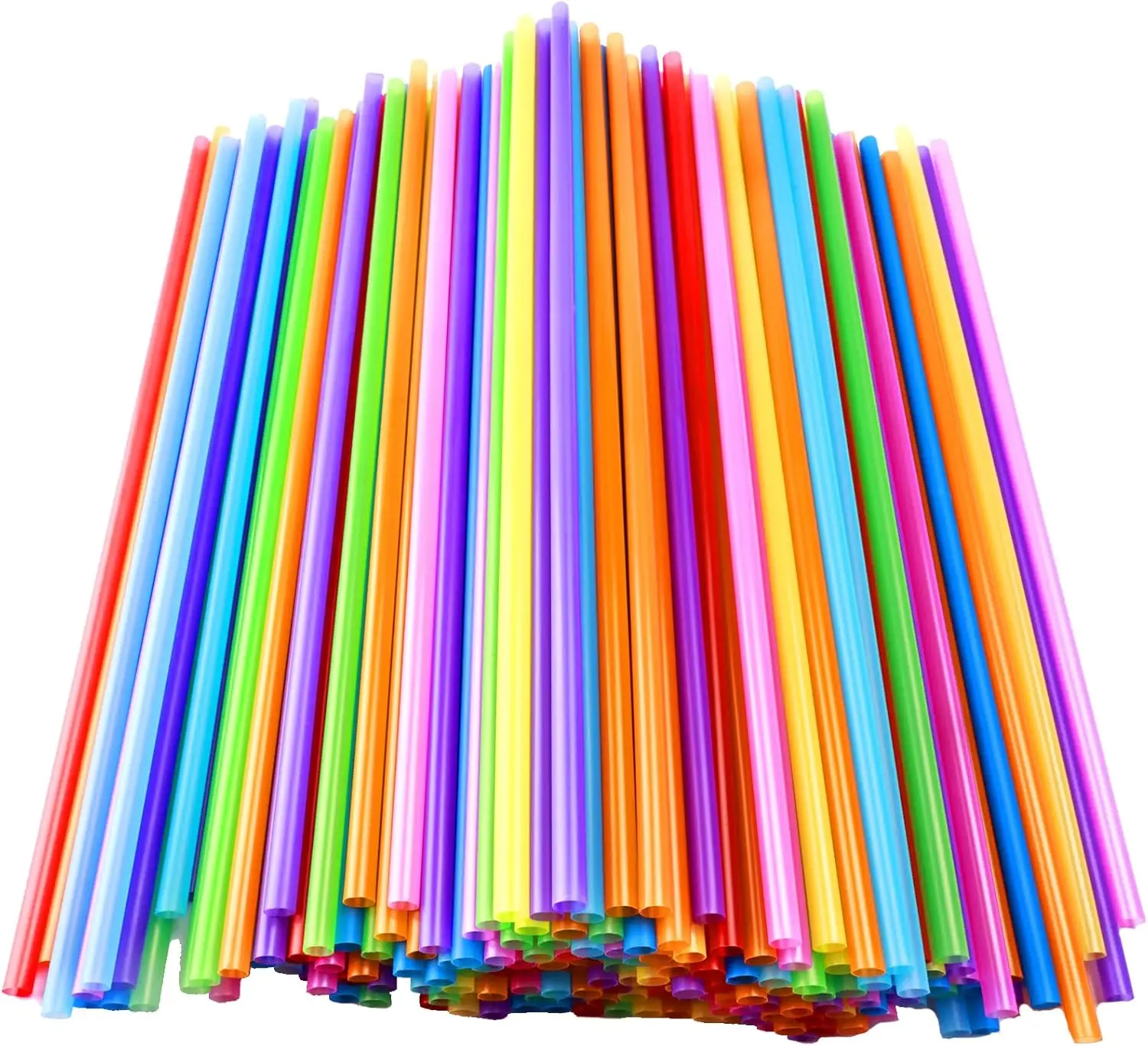 200 count Colorful Plastic Long Straws Disposable Drinking Straws- 0.23'' diameter, 10.2" High - Assorted Colors