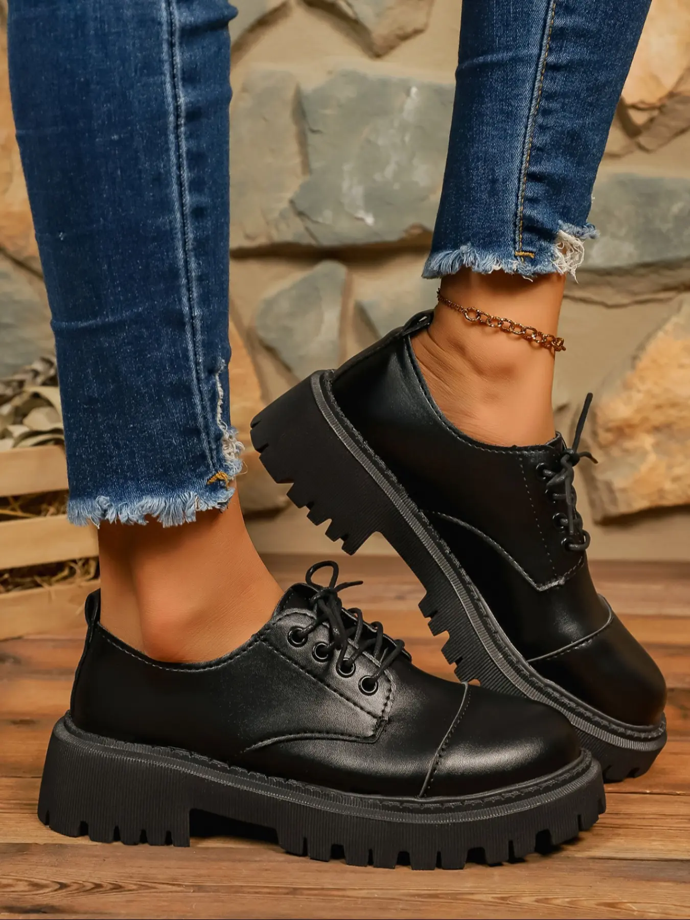 platform dress shoes Metal Chain Bat Wings Chunky Platform Shoes / Round Toes Patent Leather Gothic Shoes main image 0