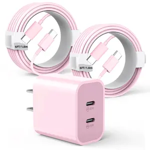 For iPhone 17 Charger, Dual Port 40W USB With  2pcs 6ft USB C Cable for iPhone 17/16/15 Plus/15 Pro Max/12.9/11 inch/iPad Air/Mini/4/5th/6