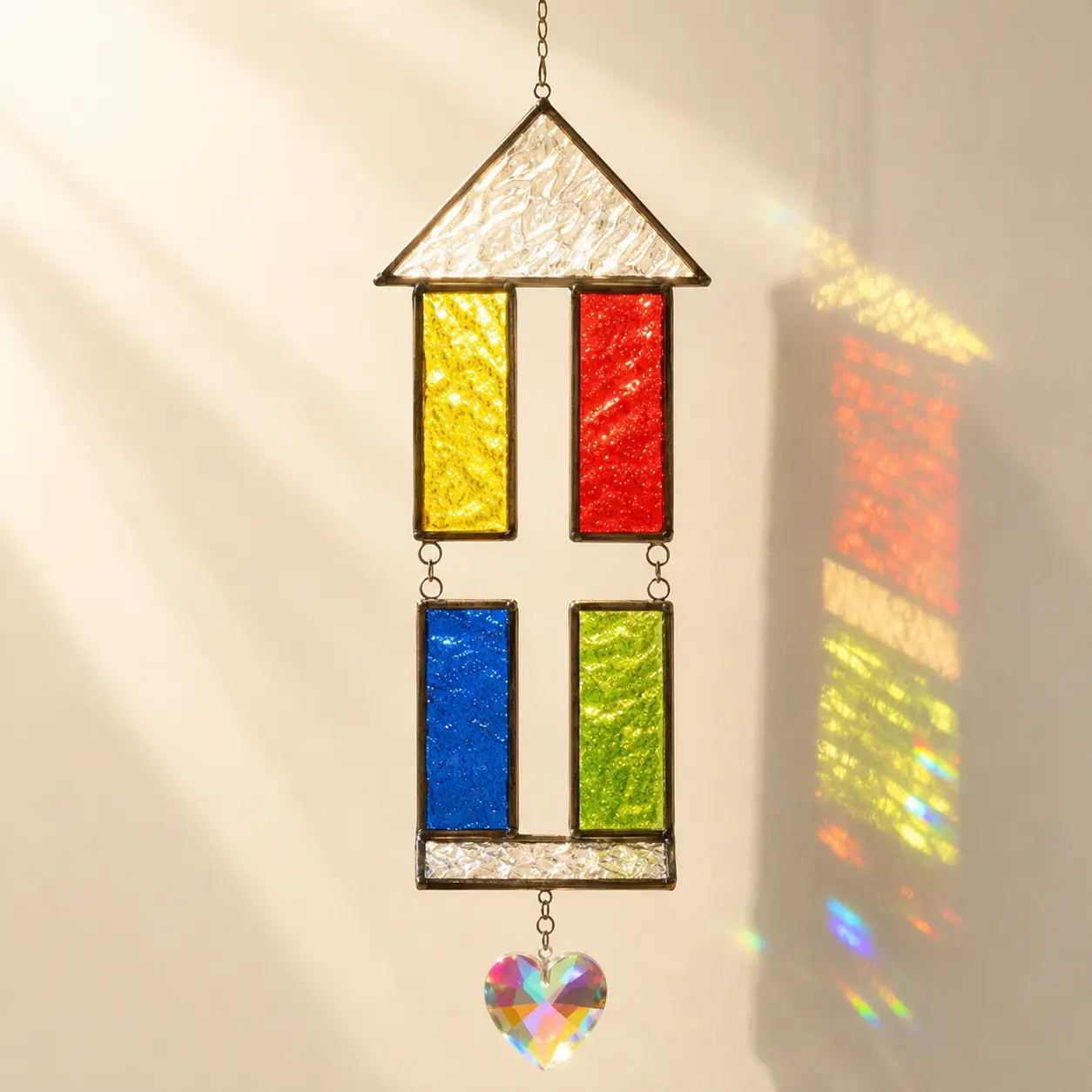 Handmade Crystal Church Suncatcher - Family Blessing Window Hanging Decoration, Personalized Hangable Ornament for New Beginnings, Home Decor Gift for Festival Parties