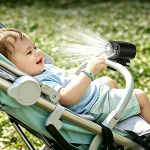 Joytutus Clip-On Mini Baby Stroller Fan - Safe Finger-Protected Grill, Rechargeable, 4-Speed, LED Display, USB-Powered Portable Fan for Car Seat, Travel (Automotive Car Electrical Appliance)