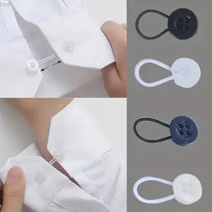 Adjustable Elastic Waist Buttons, No Nail No Sew Detachable Cuff Collar Shirt Extenders, Unisex Stretch Buckles for Pants