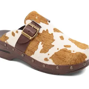 Genuine Calf Hair Clog Cow Print - Playful Bold Statement Shoe for Women