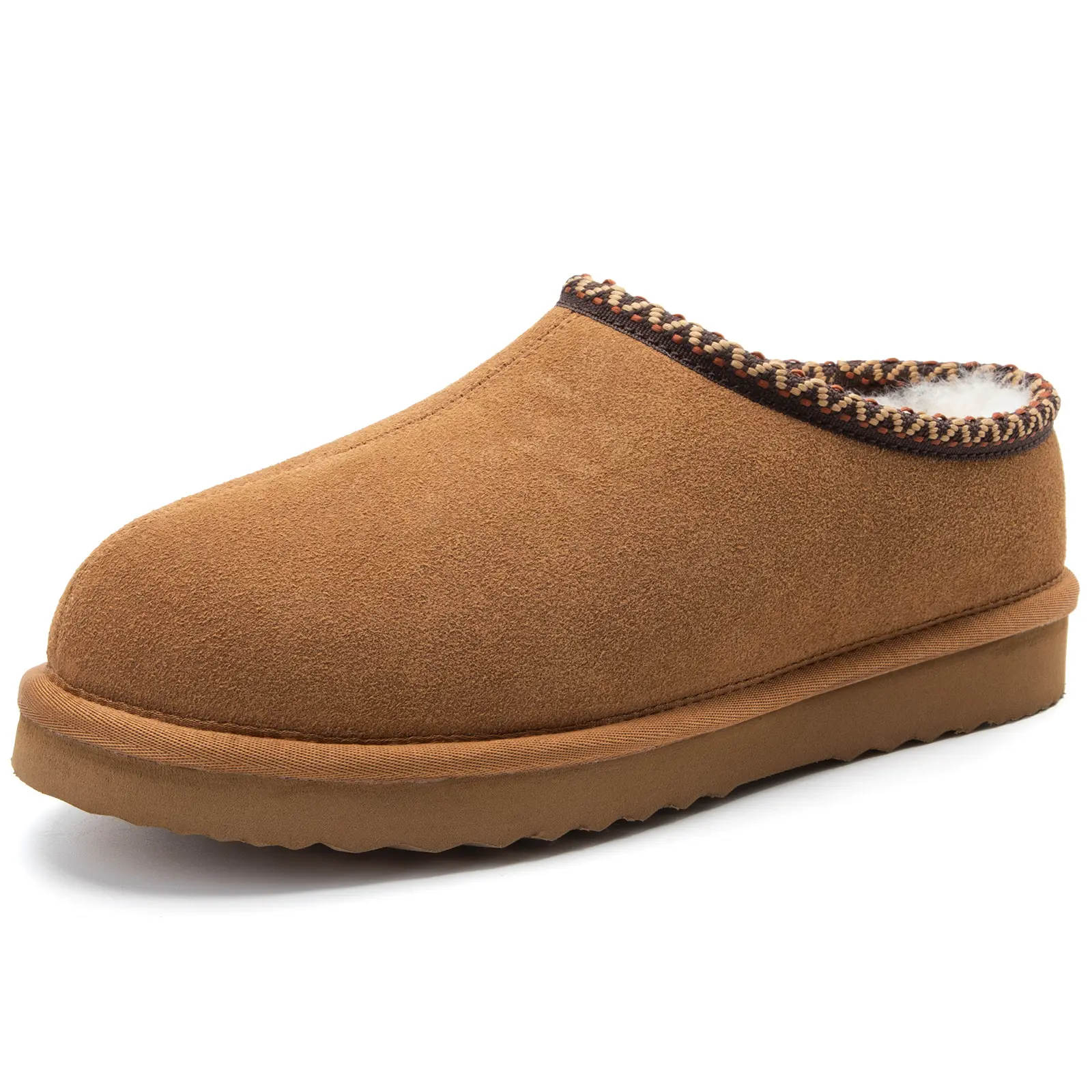 KOLILI Women's Genuine Fleece Memory Foam Slippers, Featuring a Cow Suede Upper, Fluffy Fleece Lining and Stylish, Versatile Slip-on Design