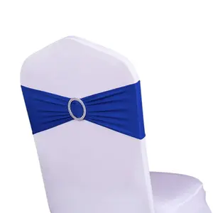 50-Pack Classic Spandex Chair Sashes with Elastic Buckle Slider Bands, Stretch Bows & Slipcovers for Weddings, Parties (Without White Chair Covers)