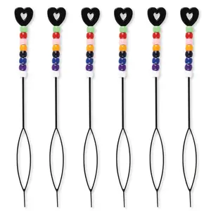 6 PC Hair Beader Tool w/ 48 Beads – Quick Easy Braiding & Beading Applicator with 8 Assorted Colored Beads - Braid Accessory Tool for Hair Styling, Ponytails, Braids & Beaded Looks – Kid-Friendly & Beginner Safe