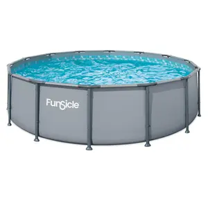 Funsicle 14' x 42" Oasis Round Above Ground Swimming Pool Set, Cool Gray