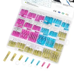 160Pcs Heat Shrink Wire Connectors, Waterproof Automotive Marine Electrical Terminals Kit, Crimp Connector Assortment, Ring Fork Spade Butt Splices, Terminal Plug Kit