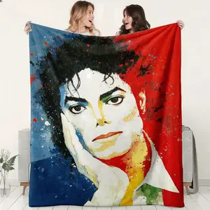 Superstar Theme Flannel Blanket, Michael Jackson Memorial Blanket, Soft Comfortable Large Size, Multifunctional Gift for All Seasons