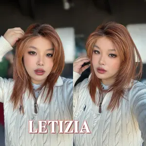 JBEXTENSION 16 Inches Copper with Dark Root Pre-Cut T Part Snowflake Lace Frontlace Glueless Wig LETIZIA【BENDY EAR TABS】