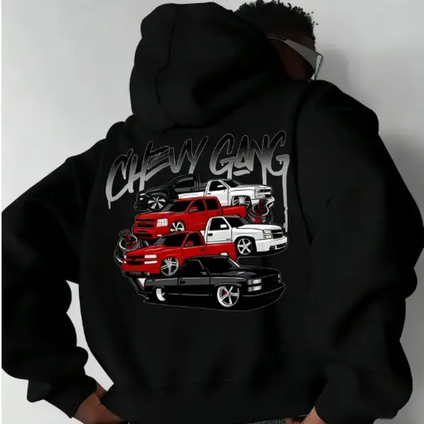 Men's Vintage Graphic Cotton Fashion Hoodie - Breathable Fabric, Old School Classic Truck Themed Casual Sweatshirt, Unisex Menswear Top, Gift for Him,sohochic