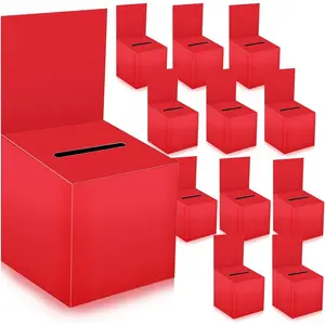 12 Pack Raffle Donation Box for Fundraising, Valentines Day Cardboard Ballot Box with Slot for Ticket, Removable Head for Party Exchange Gifts Voting, 6 x 6 x 6 Inch