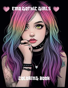 Emo Girls Coloring Book: Emo Gothic Girls Coloring Book, Featuring 100 Images for Stress Relief and Relaxation