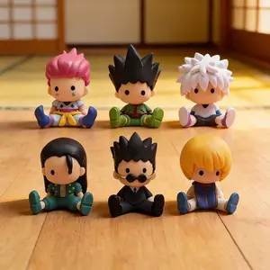 In Stock 7cm Anime Hunter x Hunter 5PCS Q Version PVC Figure Set Gon Killua Sitting Collectible Gift